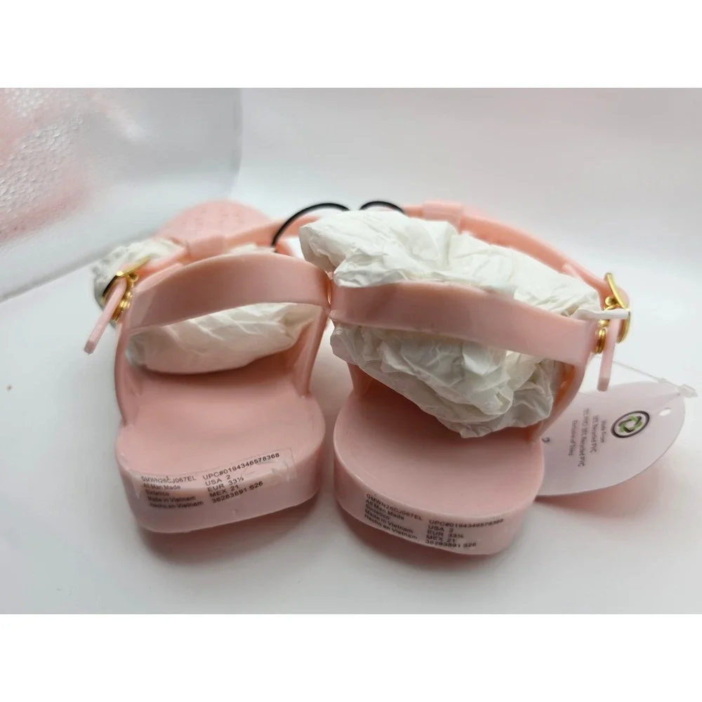 Wonder Nation Girls Pink Jelly Fisherman Sandals Size 2 Adjustable Buckle Strap